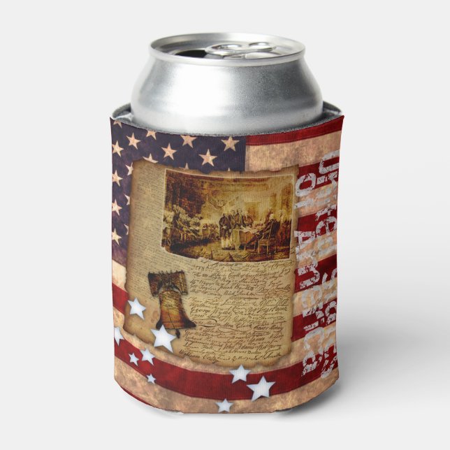 Declaration of Independence on USA-Flag Can Cooler (Can Front)