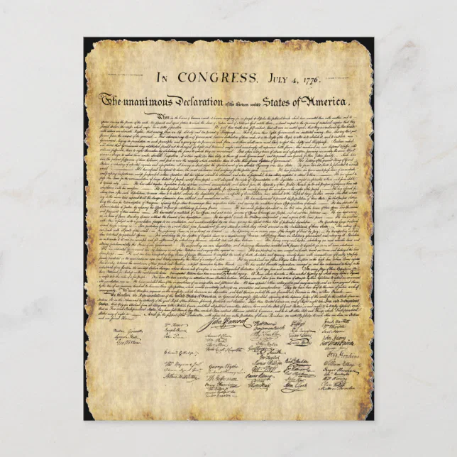 Declaration of Independence Postcard | Zazzle