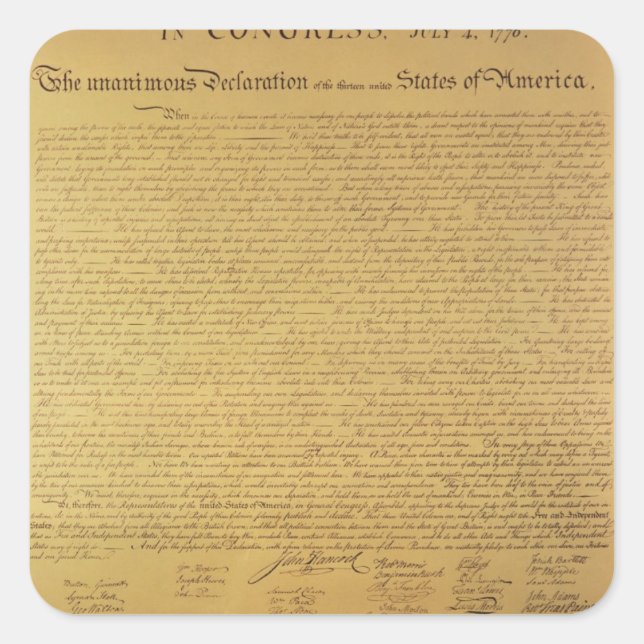 Declaration of Independence Square Sticker (Front)