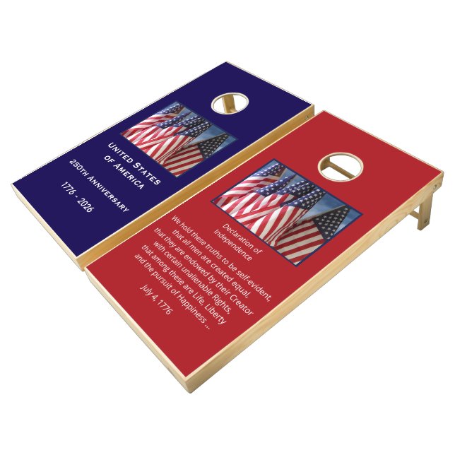 Declaration of Independence USA Flag July 4th 1776 Cornhole Set (Angled)