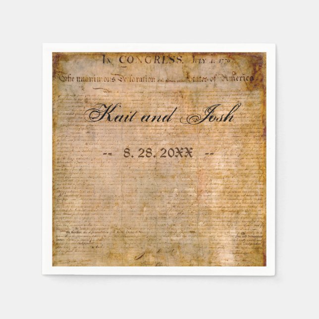 Declaration of Independence 📜 Wedding Parchment  Paper Napkins (Front)
