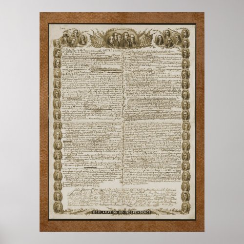 Declaration of Independence with Founding Fathers Poster