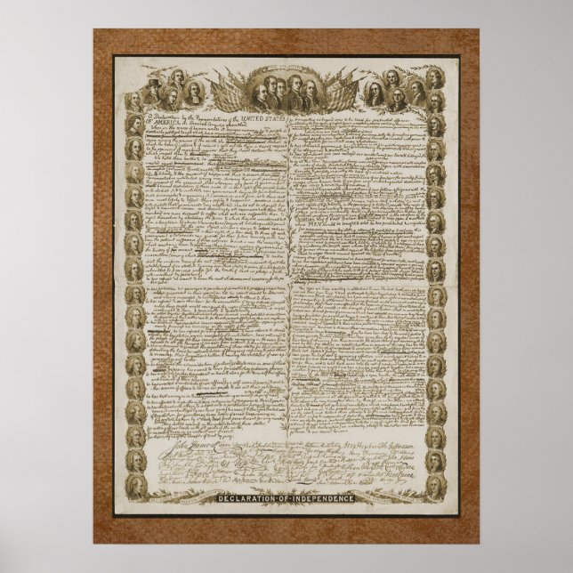 Declaration of Independence with Founding Fathers Poster (Front)