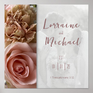 Declaration of Love Pink Rose Photo Square Poster