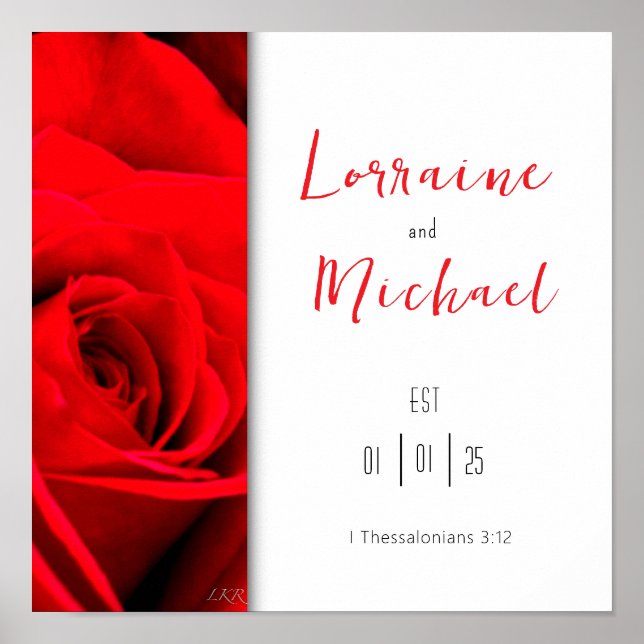 Declaration of Love Red Rose Square Poster (Front)