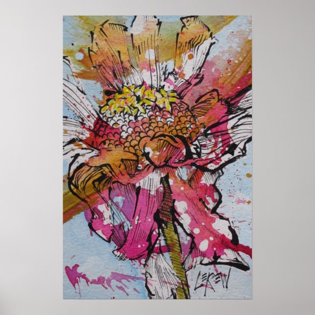 Declining Zinnia 001 / Artist Larry Lerew Poster (Front)
