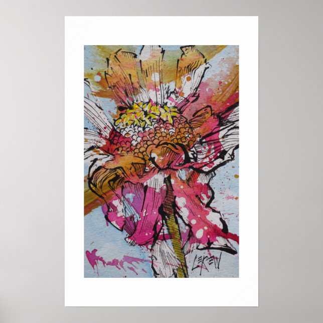 Declining Zinnia 001 / Artist Larry Lerew Poster (Front)