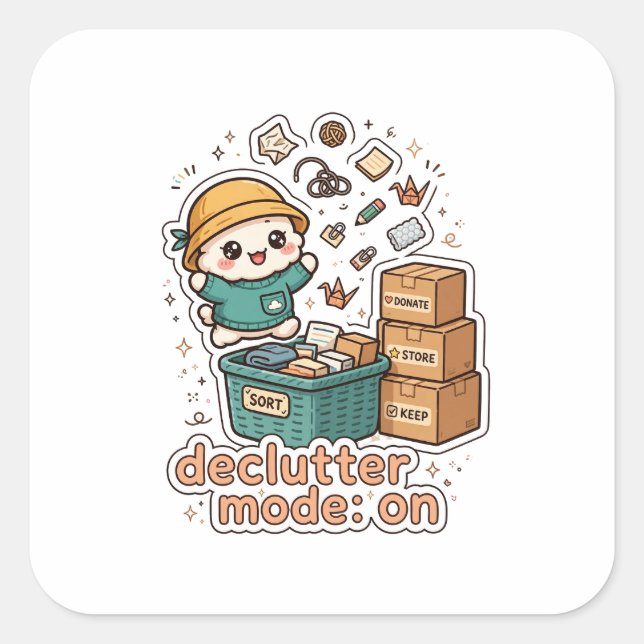 Declutter Mode On Funny Organizing Sticker (Front)