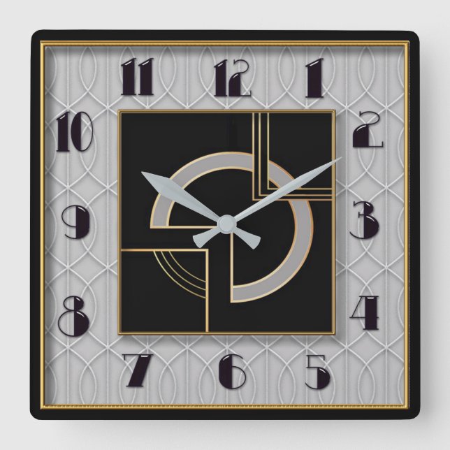 Deco Abstract Wall Square Wall Clock (Front)