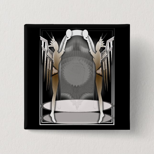 deco angels pinback button (Front)