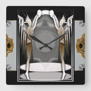deco angels square wall clock