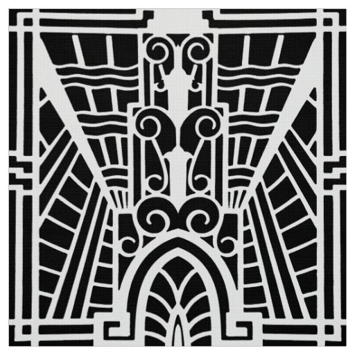 Deco Architectural Pattern, Black and White Fabric