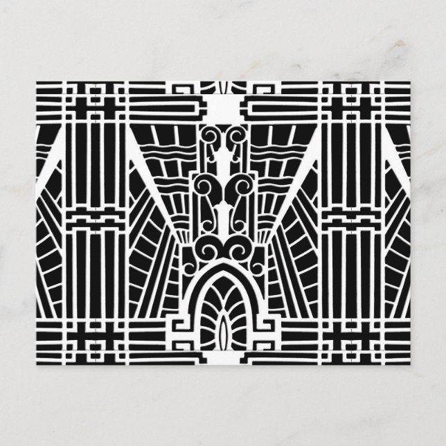 Deco Architectural Pattern, Black and White Postcard (Front)