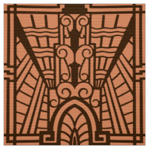Deco Architectural Pattern, Copper and Brown Fabric
