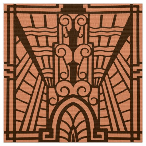 Deco Architectural Pattern, Copper and Brown Fabric