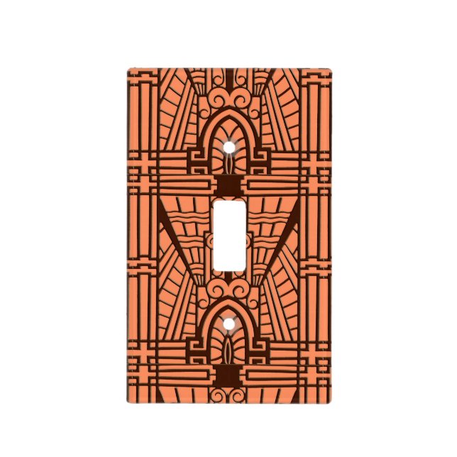 Deco Architectural Pattern, Copper and Brown Light Switch Cover (Front)