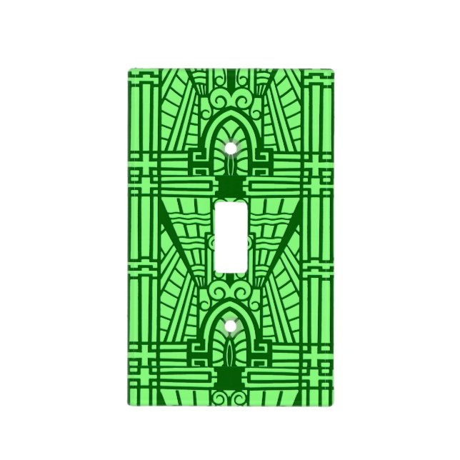 Deco Architectural Pattern, Light Jade Green Switch Cover (Front)