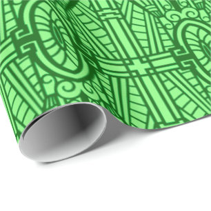 Deco Architectural Pattern, Light Jade Green Wrapping Paper