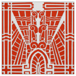 Deco Architectural Pattern, Mandarin Orange Fabric