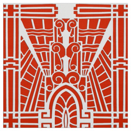 Deco Architectural Pattern, Mandarin Orange Fabric