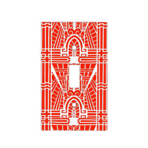 Deco Architectural Pattern, Mandarin Orange Light Switch Cover