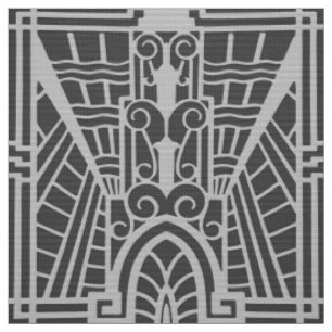 Deco Architectural Pattern, Silver Gray / Grey Fabric