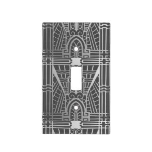 Deco Architectural Pattern, Silver Gray / Grey Light Switch Cover