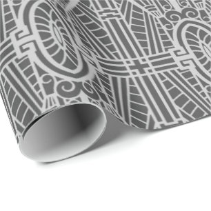 Deco Architectural Pattern, Silver Gray / Grey Wrapping Paper