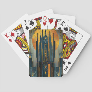 Deco Architecture At Night Poker Cards