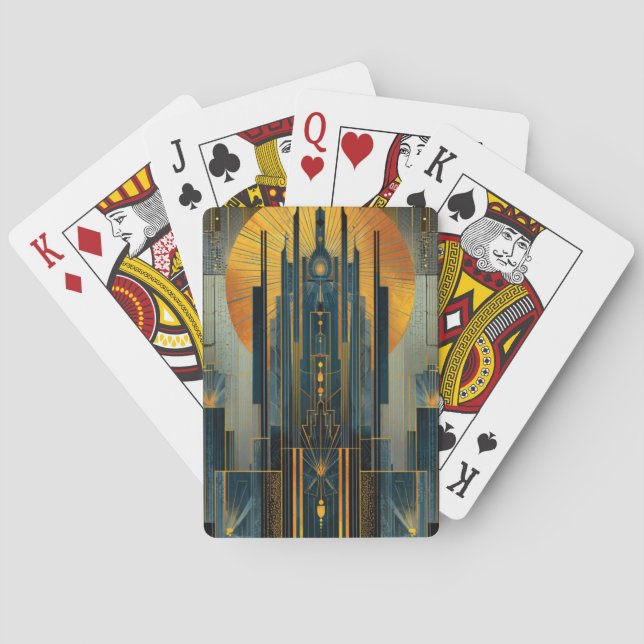 Deco Architecture At Night Poker Cards (Back)