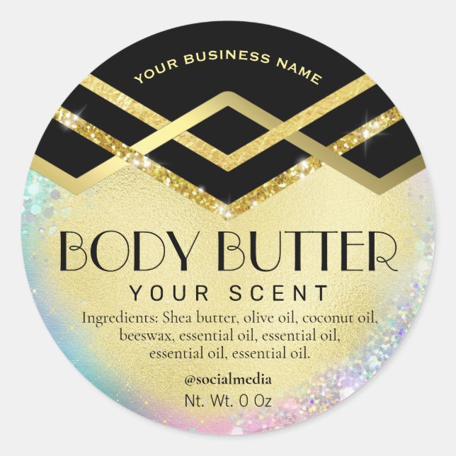Deco Art Black Gold Pastel Body Butter Labels (Front)