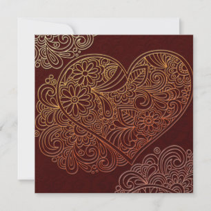 Deco Art Brown Heart Wedding Invitation