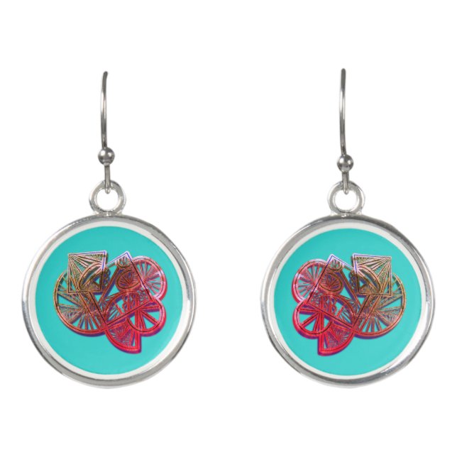 Deco art golden festive pattern earrings (Front)