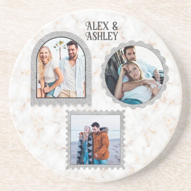 Deco Art Modern Customized Photo Name Coaster (Front)