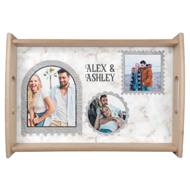 Deco Art Modern Customized Photo Name Serving Tray (Front)