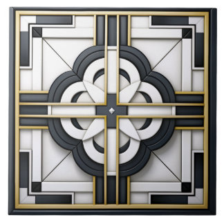 Deco Beautiful Black White Gold Ceramic Tile