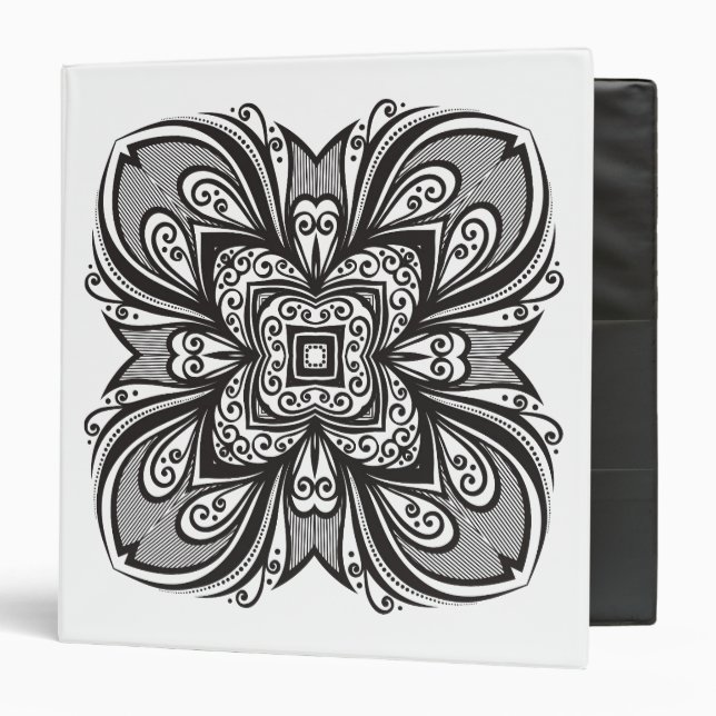 Deco Black Square Inspired 3 Ring Binder (Front/Inside)
