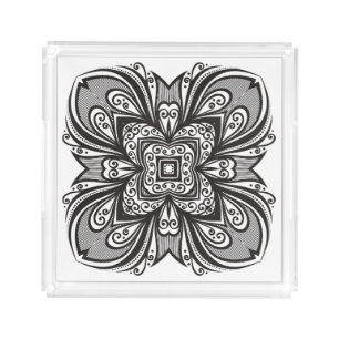 Deco Black Square Inspired Acrylic Tray