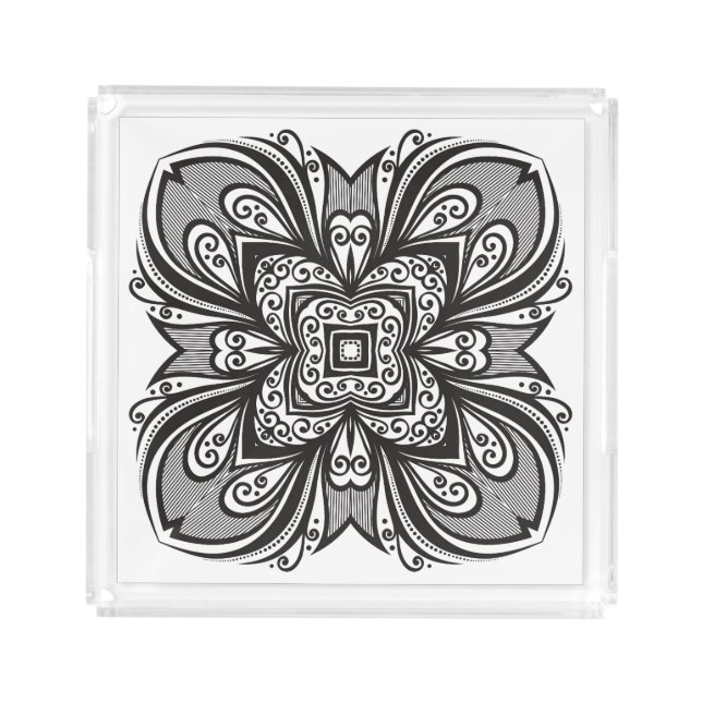 Deco Black Square Inspired Acrylic Tray (Front)