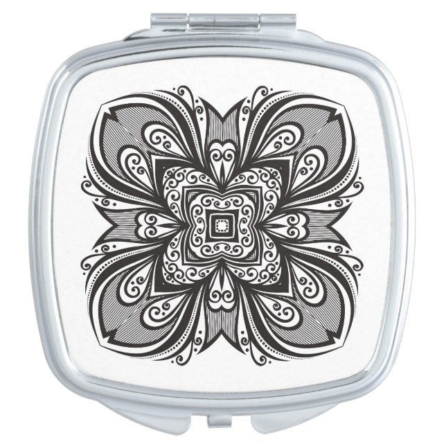 Deco Black Square Inspired Compact Mirror (Front)