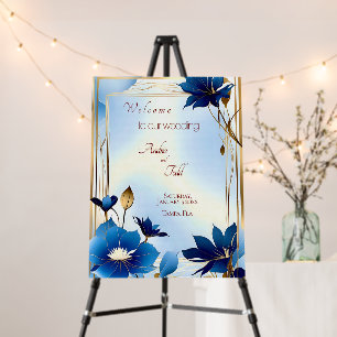 Deco blue flower wedding Sign