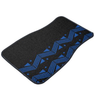 Deco  border in cobalt blue & black  car floor mat