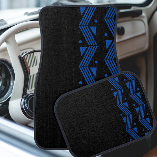 Deco  border in cobalt blue & black  car floor mat (Creator Uploaded)