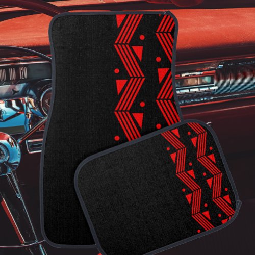 Deco  border in red  black car floor mat