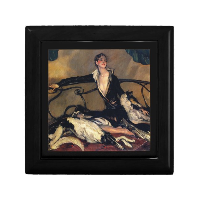 Deco Borzoi Jewelry Box (Front)