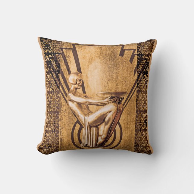 Deco Bronze Throw Pillow (Front)