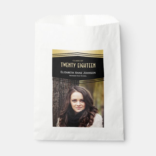 Deco Chevrons | 2 Photo Graduation Party Favor Bag (Front)