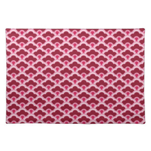 Deco Chinese Scallops, Burgundy Wine and Pink Cloth Placemat