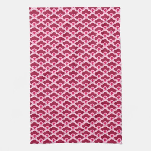 Deco Chinese Scallops Burgundy Wine and Pink Kitchen Towel