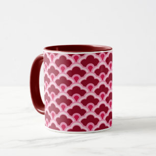Deco Chinese Scallops, Burgundy Wine and Pink Mug